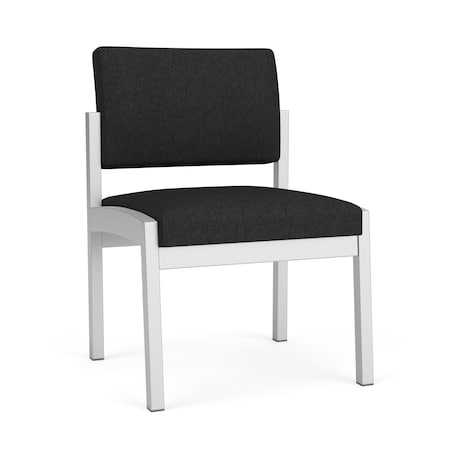 Lesro Lenox Steel Armless Guest Chair, Black Seat, Black Back, 22.5 W 24.5 L 32 H, No Arms LS1102